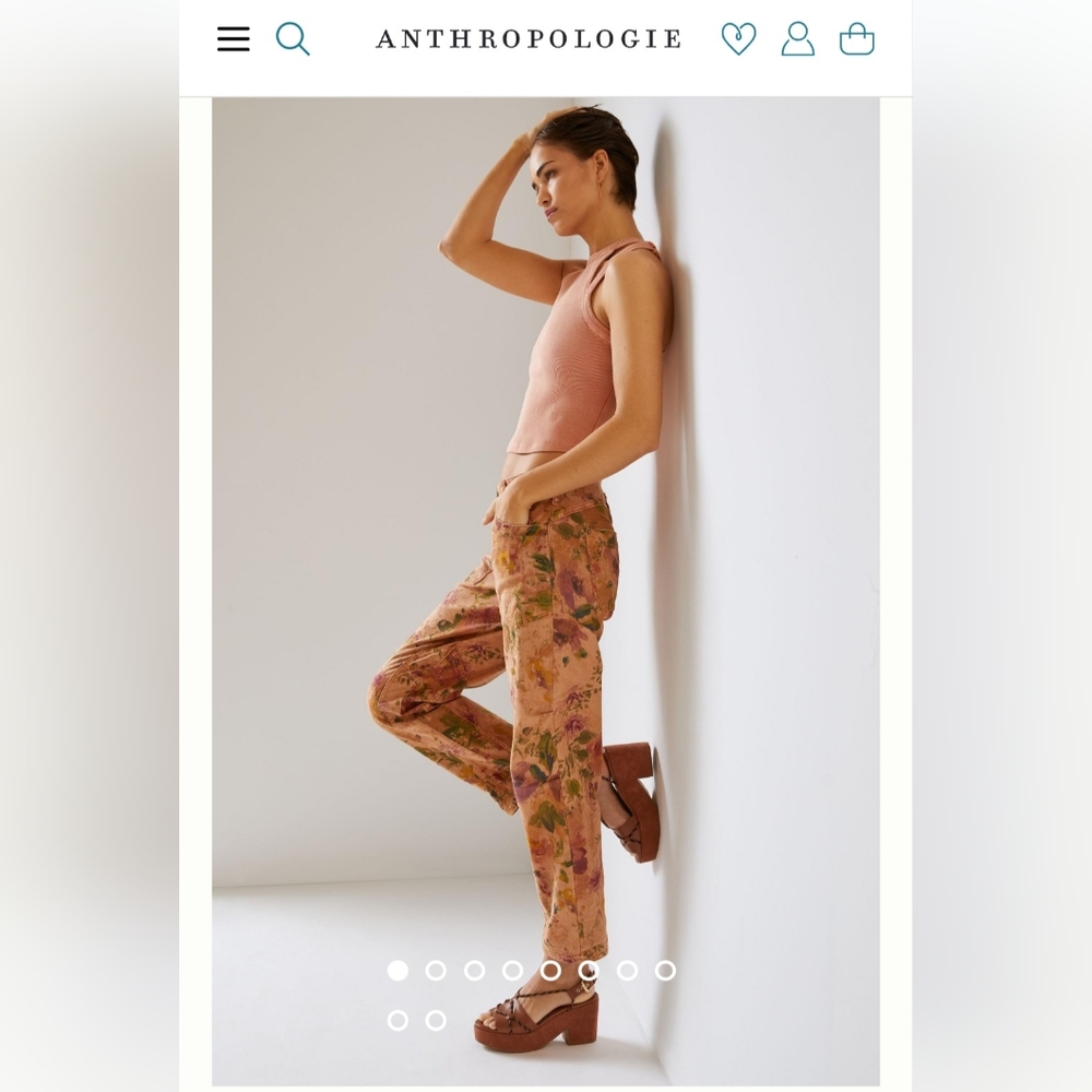 Pilcro & The Letterpress "The Wanderer" Trouser, tan floral, size 30